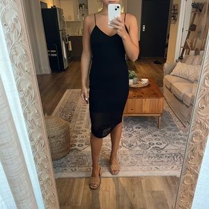 Express ribbed black midi dress